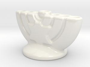 small porcelain menorah white
