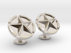 US Army Star Cuflinks Rhodium Plated