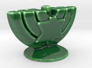 Large porcelain menorah Green