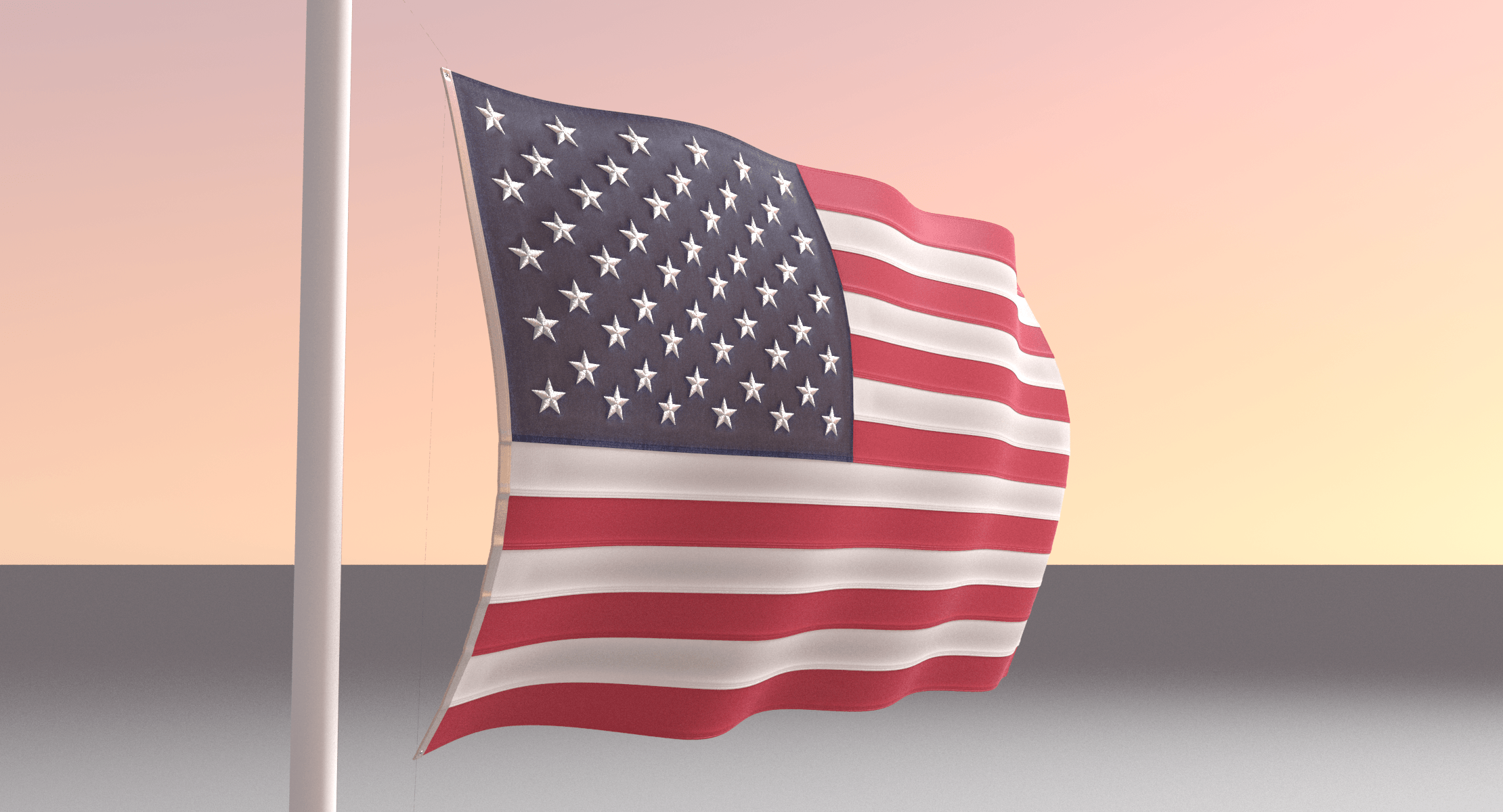 US Flag with Pole